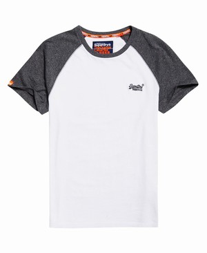 Superdry Orange Label Baseball Férfi Pólók Fehér | GIRWX4856